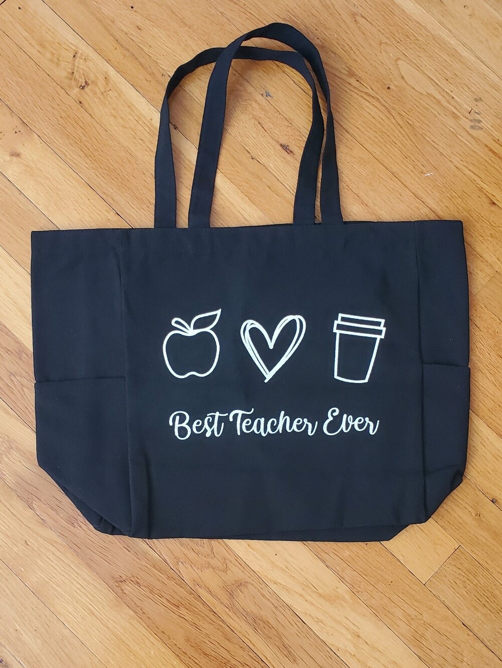 Best Teacher Ever Black Tote Bag - Teacher Gift